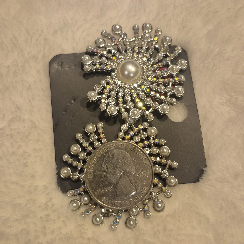 Silver Pearl Burst Statement Earrings